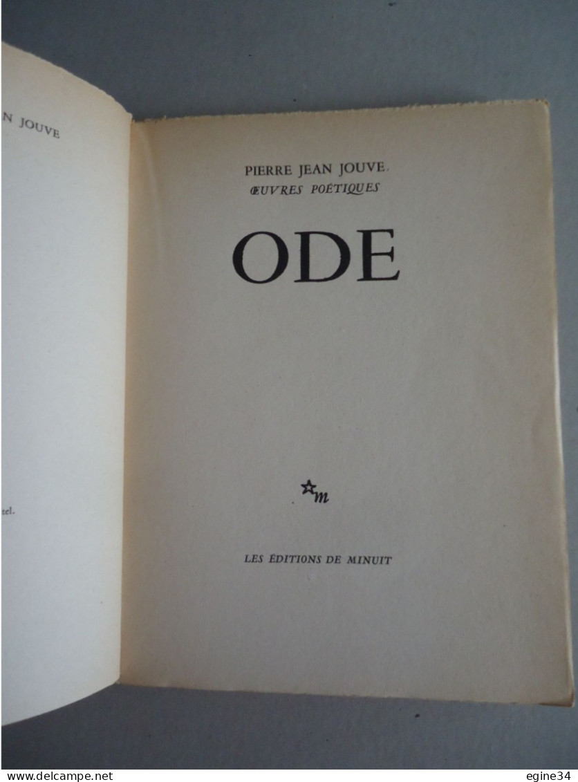 Les Editions De Minuit - Pierre Jean Jouve - ODE - 1950 - E.O. Sur Papier Alfa No 2057 - French Authors