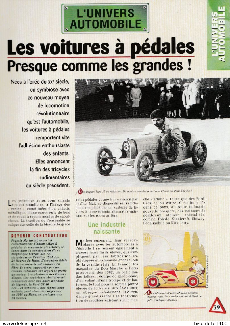 Les Voitures à Pédales - Fiche Issue De La Collection Hachette : L'univers De L'automobile - Andere & Zonder Classificatie