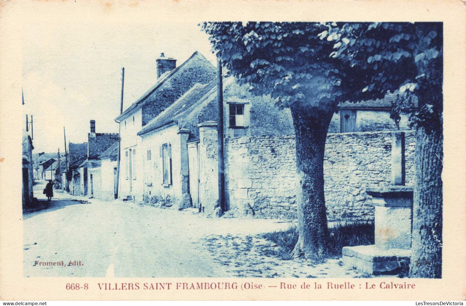 FRANCE - Villers Saint Frambourg - La Rue De La Ruelle - Le Calvaire  - Carte Postale Ancienne - Other & Unclassified