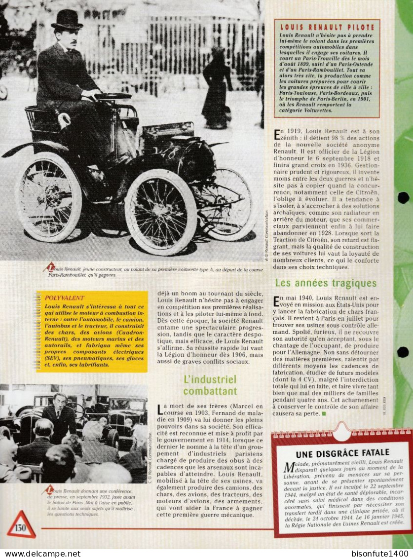 Louis RENAULT, Le Patron Absolu - Fiche Issue De La Collection Hachette : L'univers De L'automobile - Autres & Non Classés