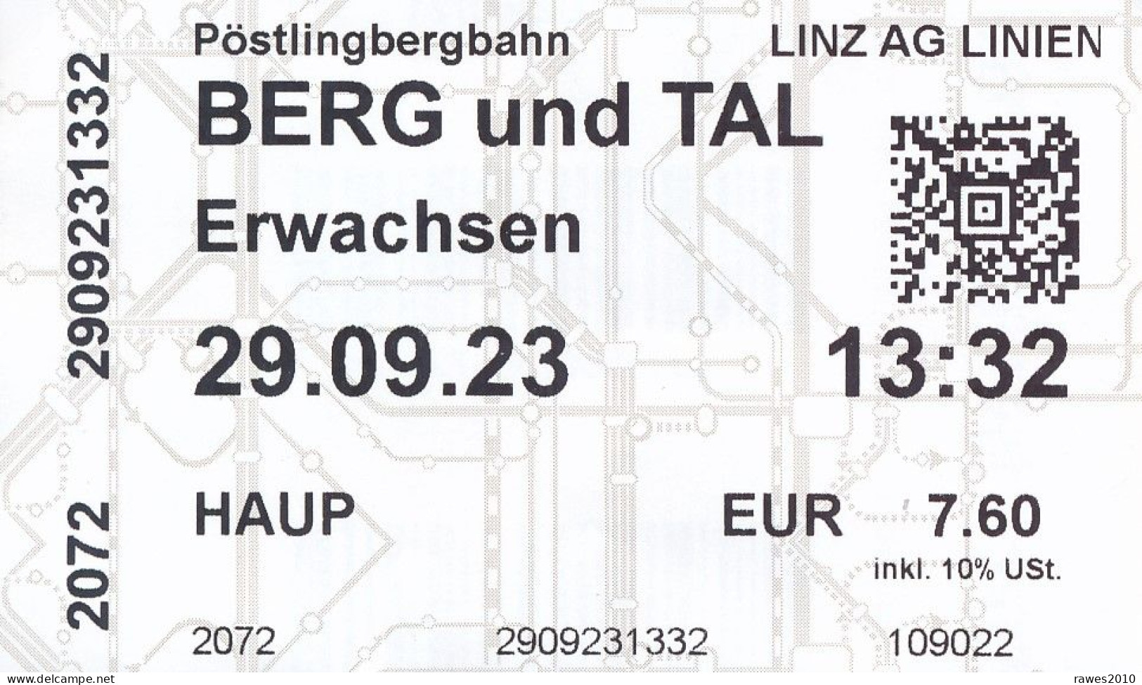 Österreich Linz Pöstlingbergbahn Fahrschein 2023 - Europe