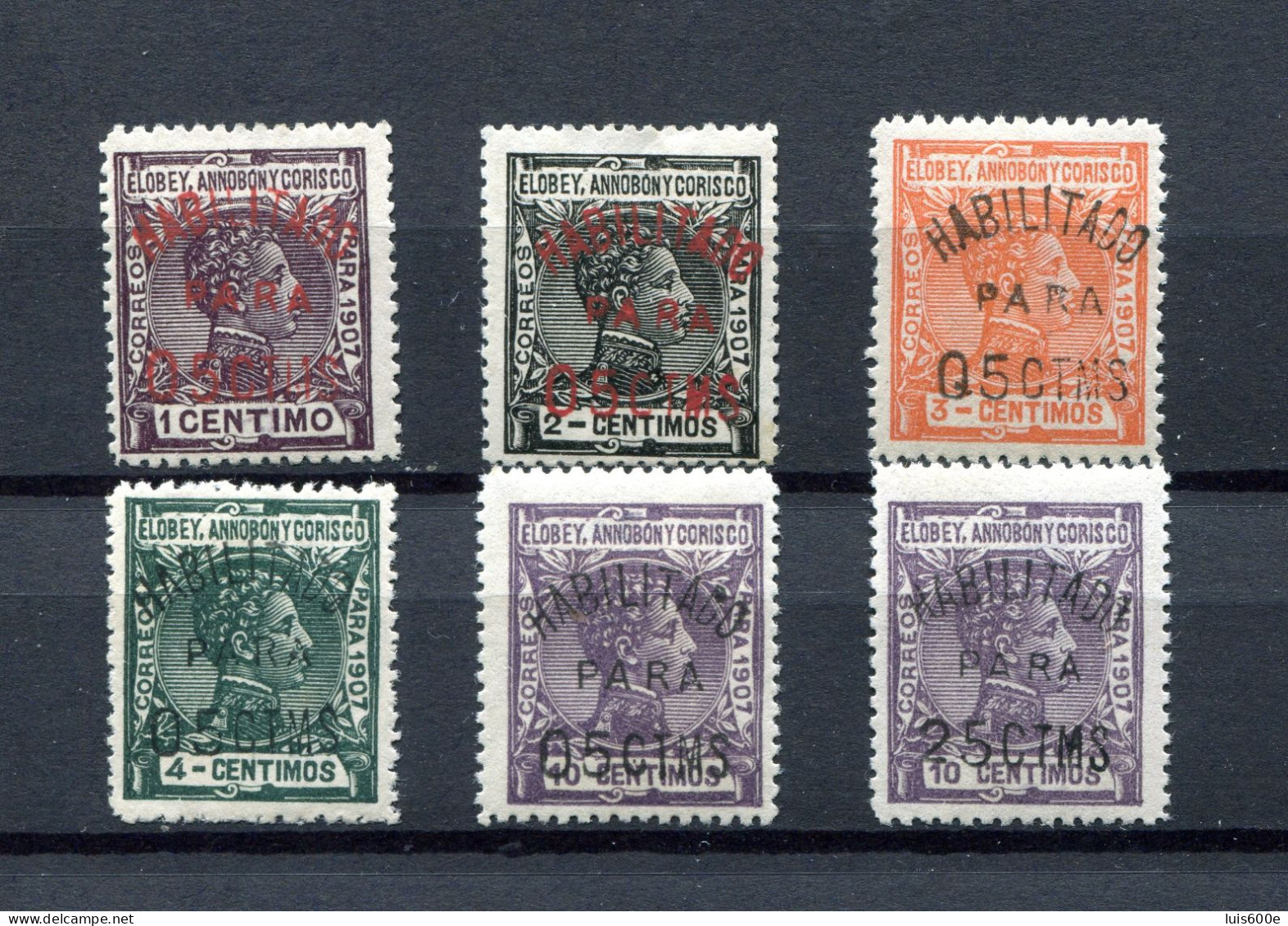 1908/09.ELOBEY.EDIFIL 50A/50F*.NUEVOS CON FIJASELLOS(MH).CATALOGO 90€ - Annobon & Corisco