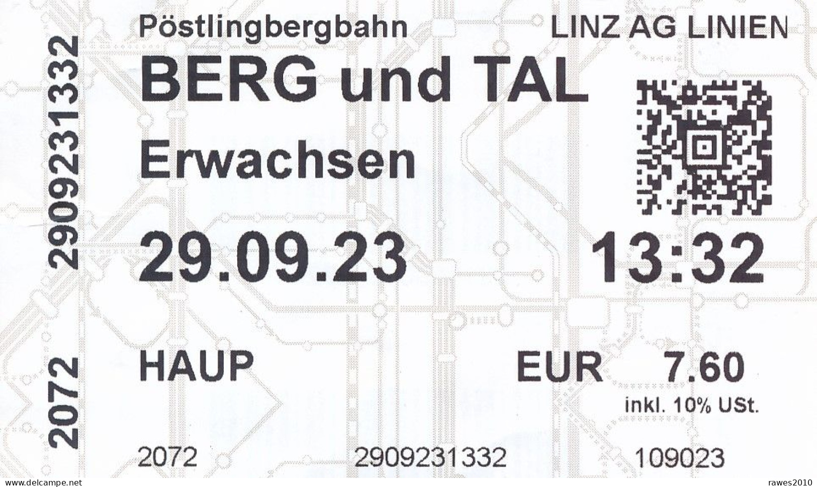 Österreich Linz Pöstlingbergbahn Fahrschein 2023 - Europa