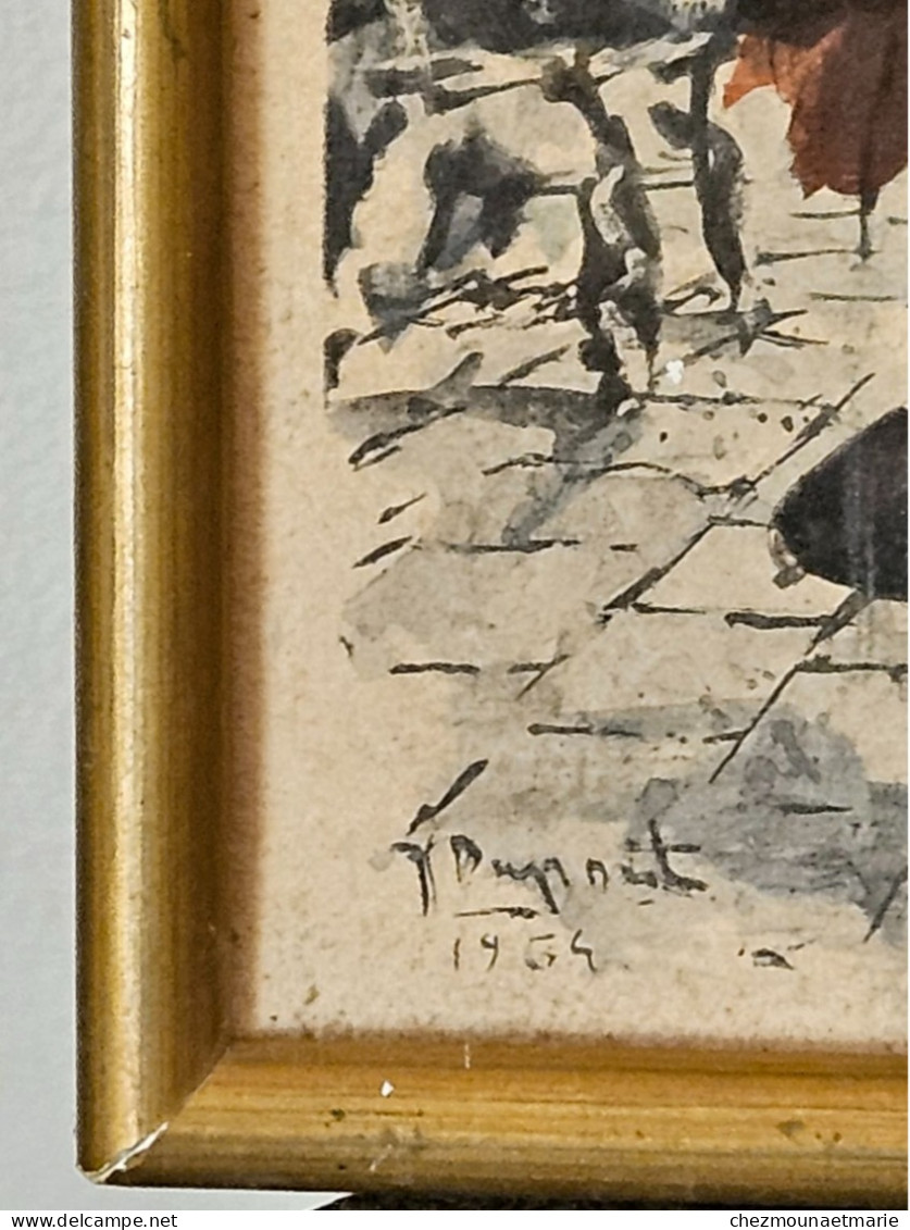 1964 CYRANO DE BERGERAC AQUARELLE OU GOUACHE AVEC SIGNATURE CADRE 20 X 16 CM - Acquarelli