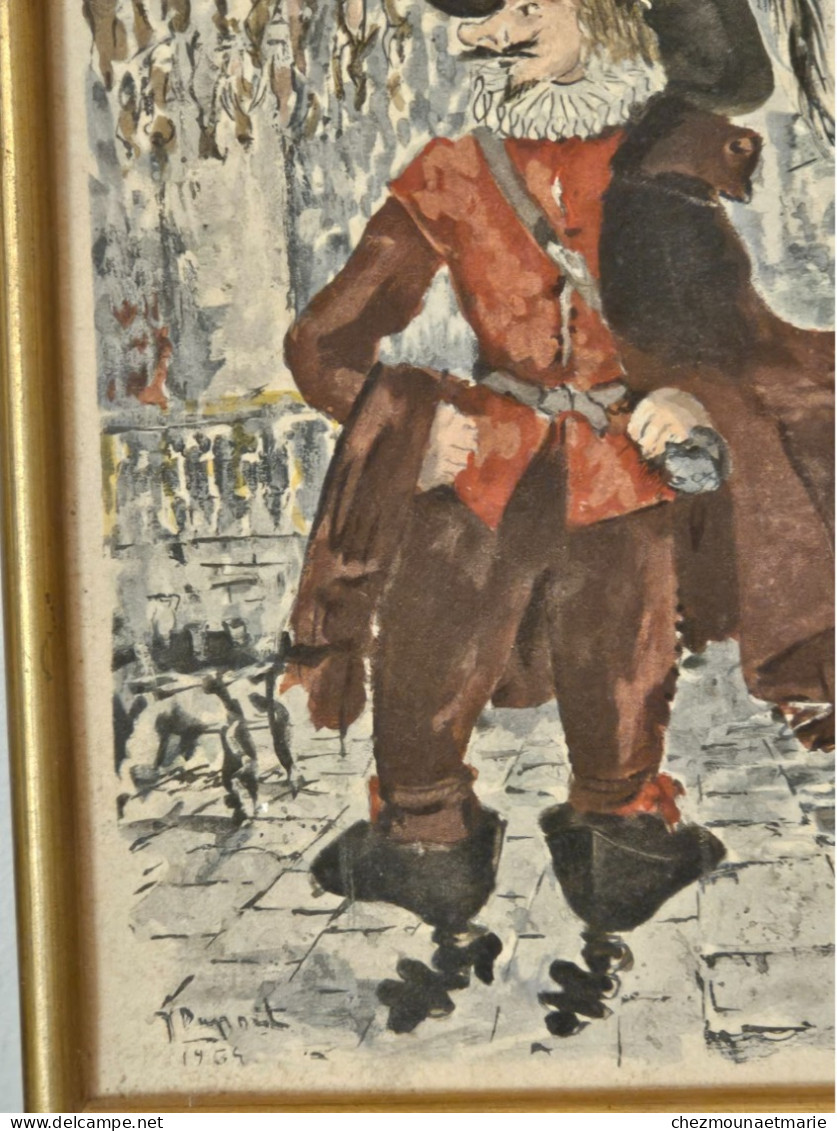 1964 CYRANO DE BERGERAC AQUARELLE OU GOUACHE AVEC SIGNATURE CADRE 20 X 16 CM - Acuarelas