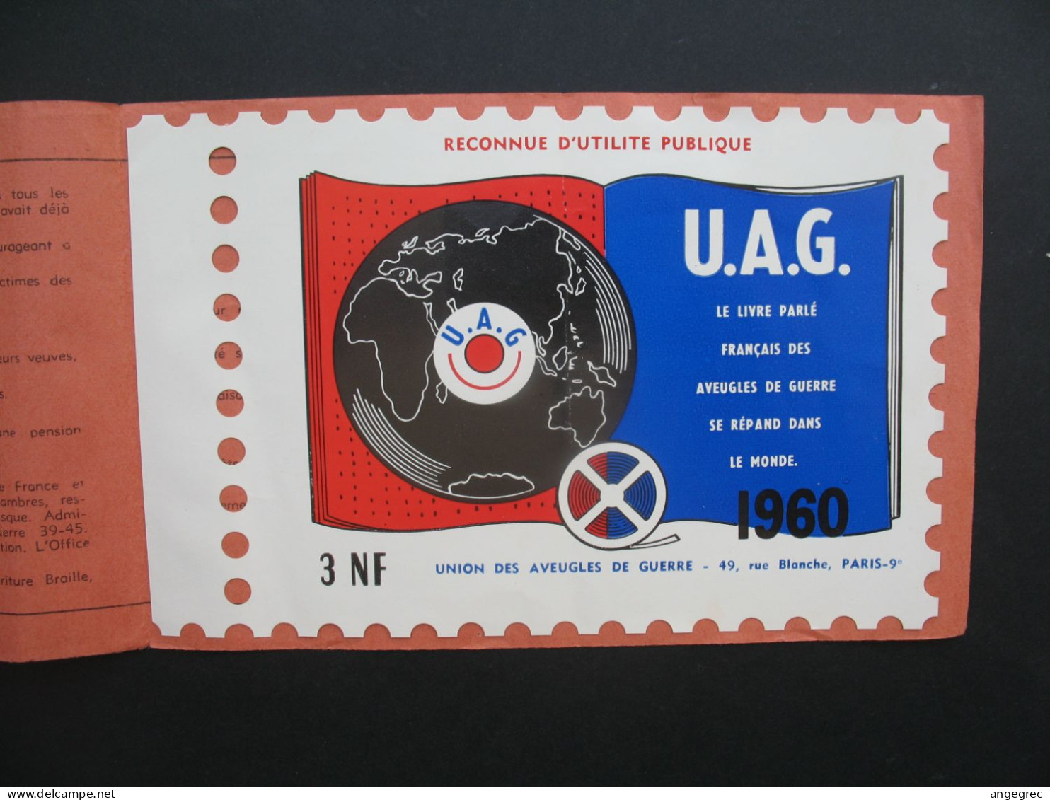 Vignette Carnet Union Des Aveugles De Guerre Vignette De 1960 Paris " Reconnue D'utilité Publique " - Blokken & Postzegelboekjes