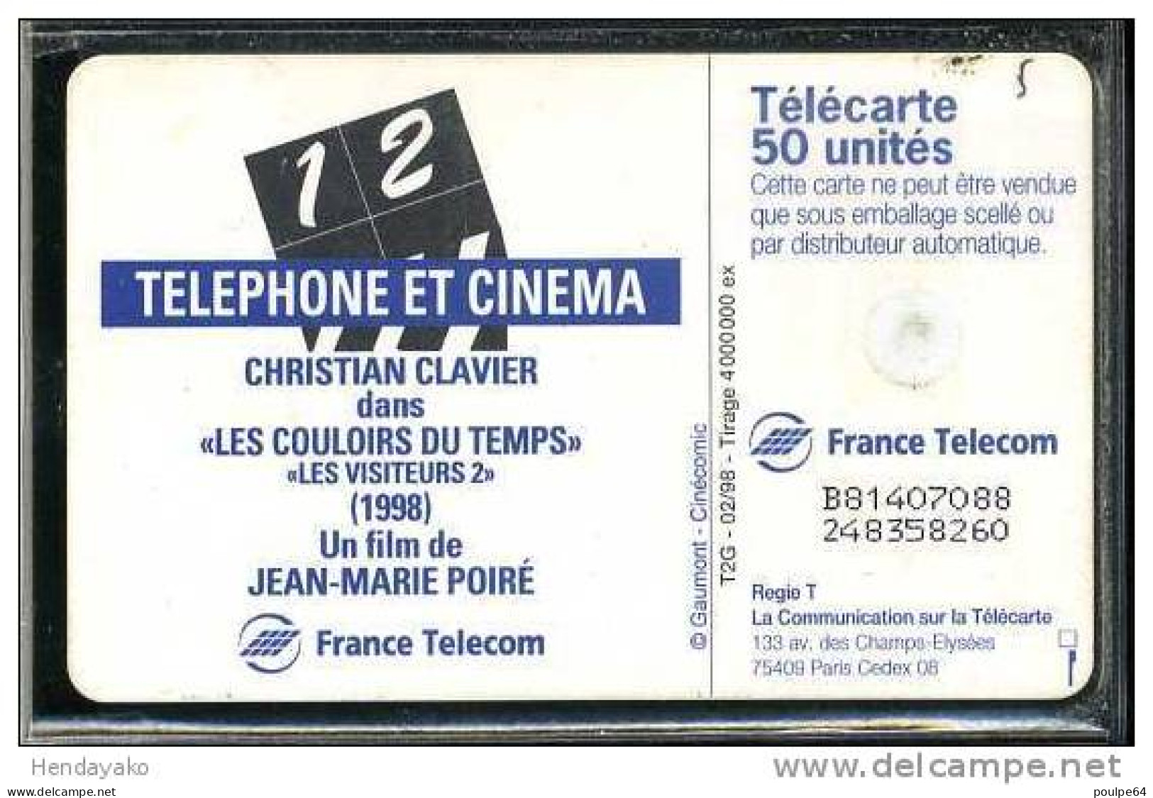 F0827   02/1998 TEL-CINÉ CLAVIER   50 GEM2 T2G - 1998