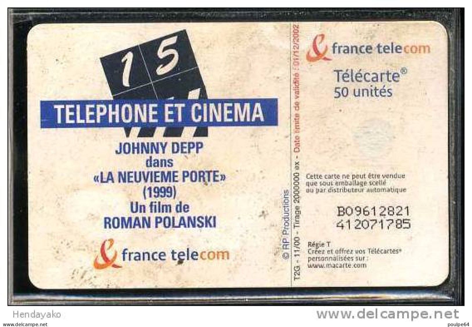 F1095   11/2000 TEL-CINÉ JOHNNY DEPP  50 GEM2 T2G - 2000