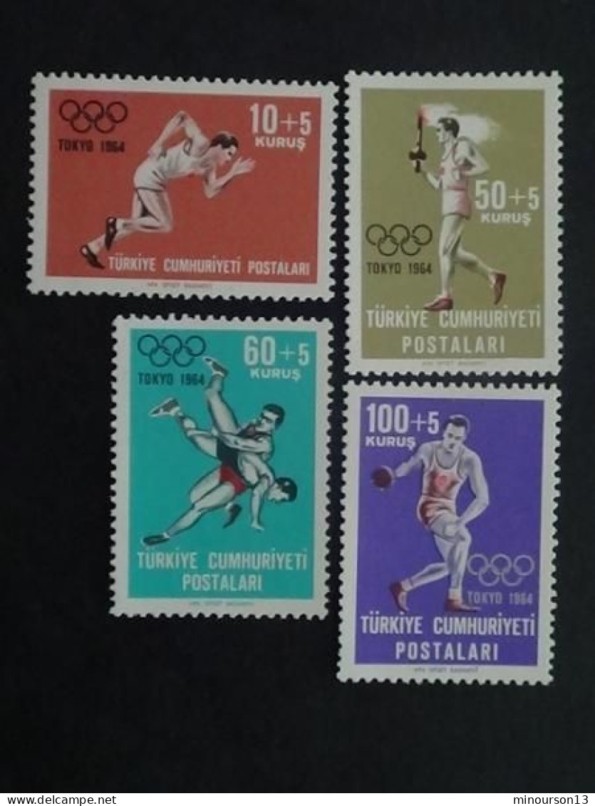 1964 TURQUIE Y&T N° 1704 à 1707 ** - JEUX OLYMPIQUES DE TOKYO - Unused Stamps