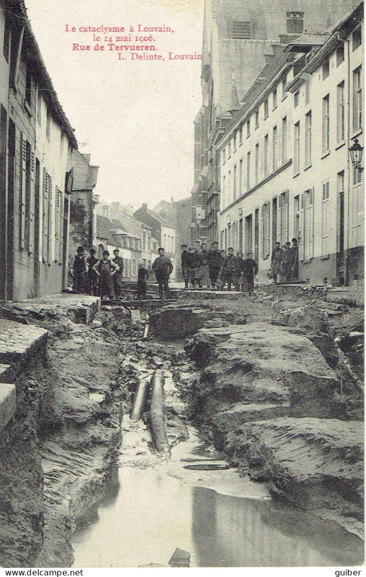 Louvain Leuven  Le Cataclysme 14 Mai 1906 Rue De Tervueren  Animation Sur Les Passerelles  - Leuven