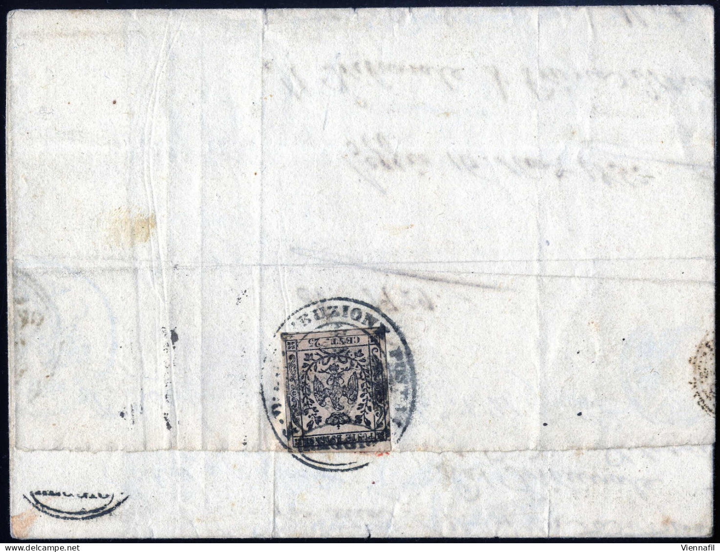 Cover 1853, Lettera Da Reggio Il 16.11 Per Montecchio Affrancata Con 5 C. Verde E 10 C. Rosa (con Punto Dopo Le Cifre) E - Modène