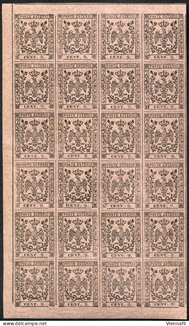 **/*/cover/bof 1853/57, 9 C. Violetto Grigio Quartina E Blocco Di 24 Nuovo Con Gomma Integra, 2 Coppie Verticali Del 10  - Modena