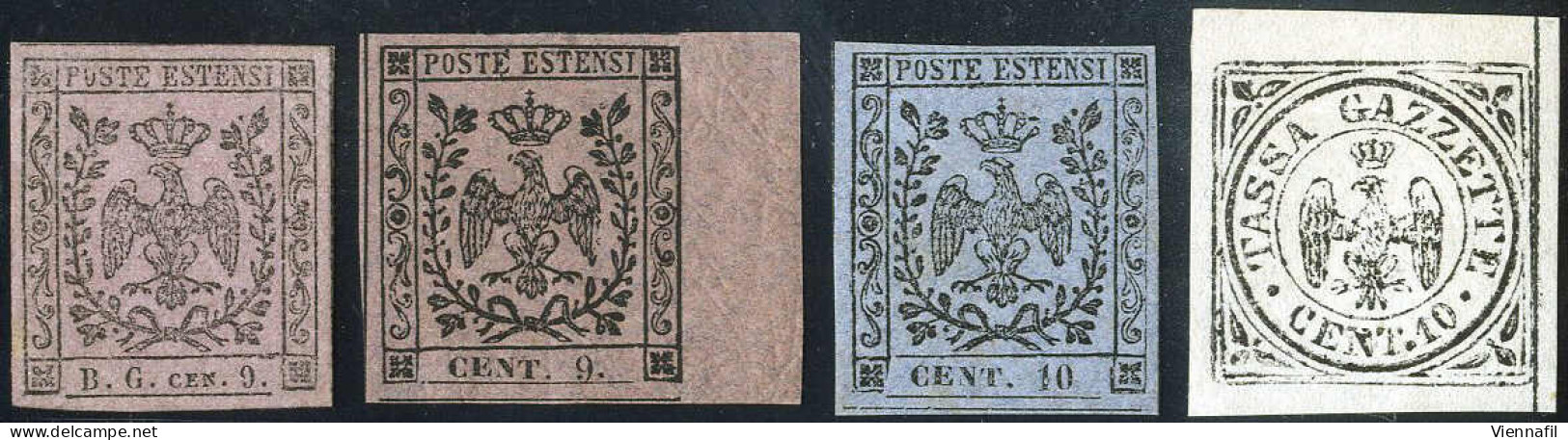 **/* 1853/59, Serie Di Quattro Valori Nuovi Con Gomma Originale (integra Per Il 10 C. Grigio Lillaceo), Sass. 2-5 / 3640 - Modena