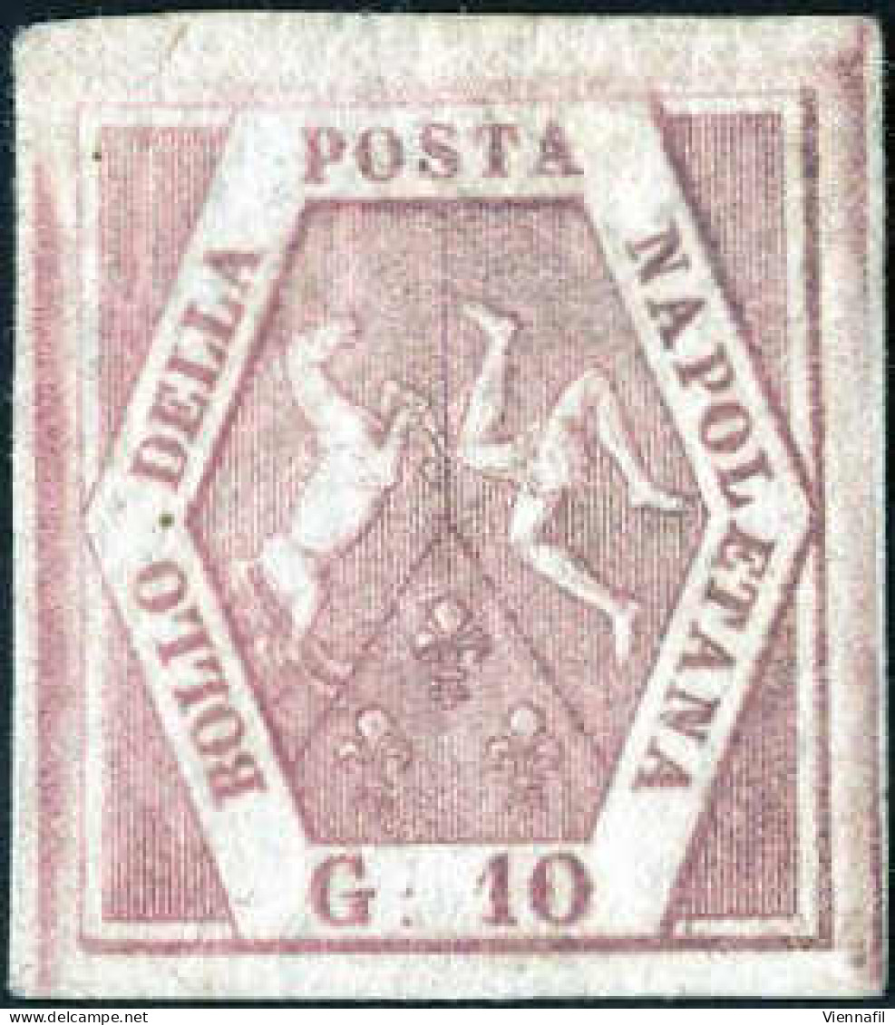 * 1858, 10 Gr. Rosa Brunastro I Tavola, Nuovo Con Gomma Originale, Cert. Colla E Raybaudi, Sass. 10 / 26000,- Michel 5 - Napels