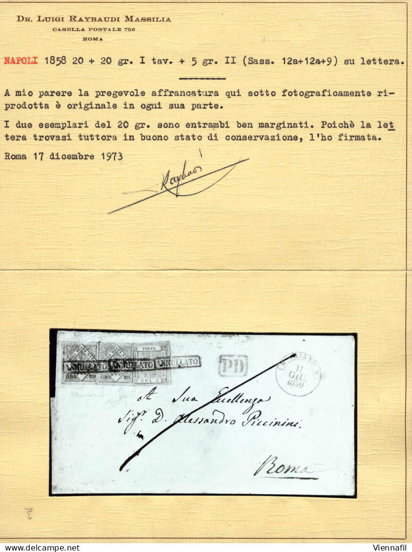 Cover 1959, Due Esemplari Del 20 Grana Rosa Lillaceo Prima Tavola + 5 Grana Seconda Tavola (9 + 12a Cat.14050) Su Bella  - Napels