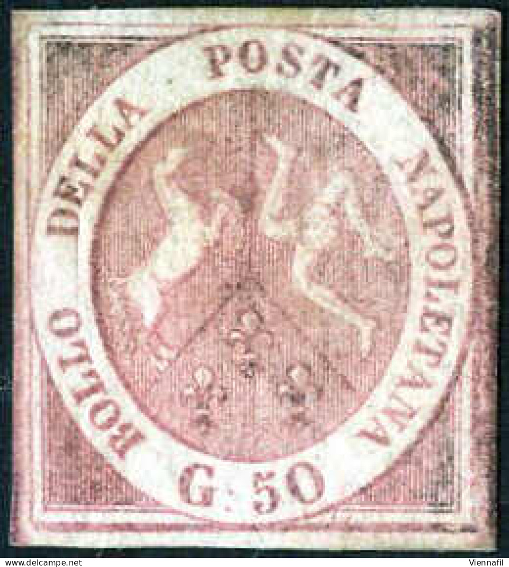 * 1858, 50 Gr. Rosa Lillaceo, Nuovo Con Gomma Originale, Firmata Emilio Diena, Cert. R. Diena, Sass. 14a / 35000,- Miche - Napels