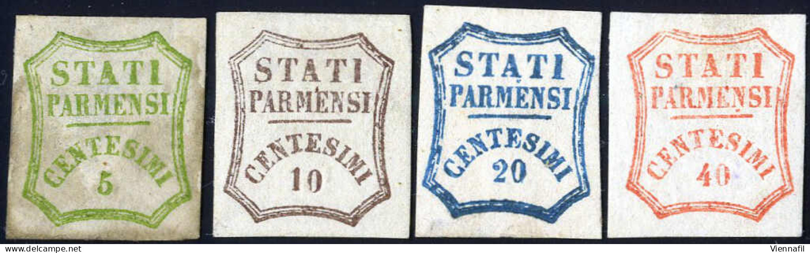 **/* 1859, Governo Provvisorio, 5 C. Verde Giallo (II Composizione), 10 C. Bruno Grigiastro, 20 C. Azzurro E 40 C. Vermi - Parma