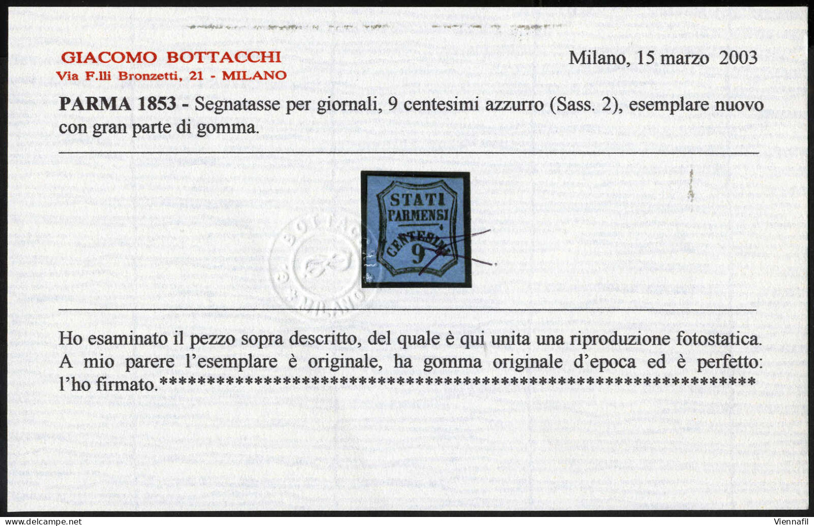 * 1853/57, Serie Completa 2 Valori, Nuovi Con Gomma Originale, Il 6 C. Con Varietà A Di STATI Rotta Nella Parte Superior - Parma