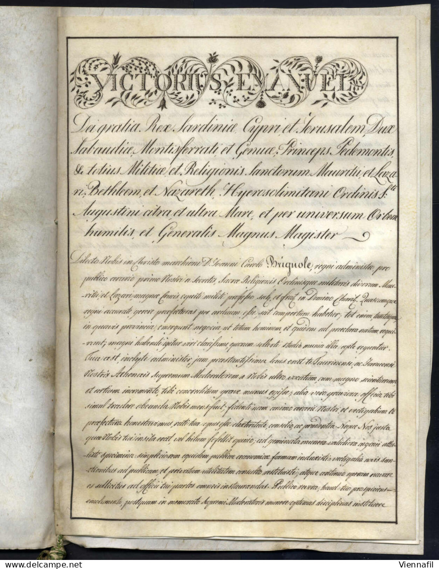 Cover 1818, Vittorio Emanuele I Di Savoia, Bella Bolla Di Concessione In Pergamena Con Stupendo Sigillo In Ceralacca In  - Sardaigne