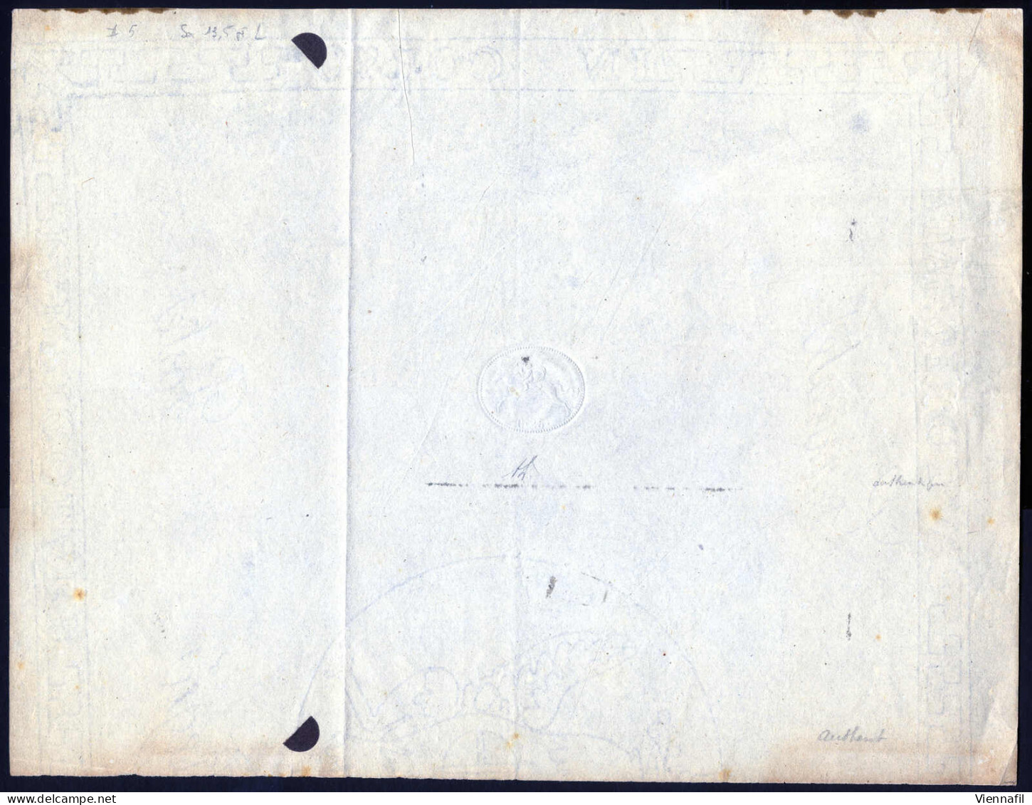 Cover 1820, "Cavallini", Lettera Con Impressione A Secco 25 C. Mezzo Foglio Non Usato, Firmato AD, Sass. 5 / 900,- - Sardaigne