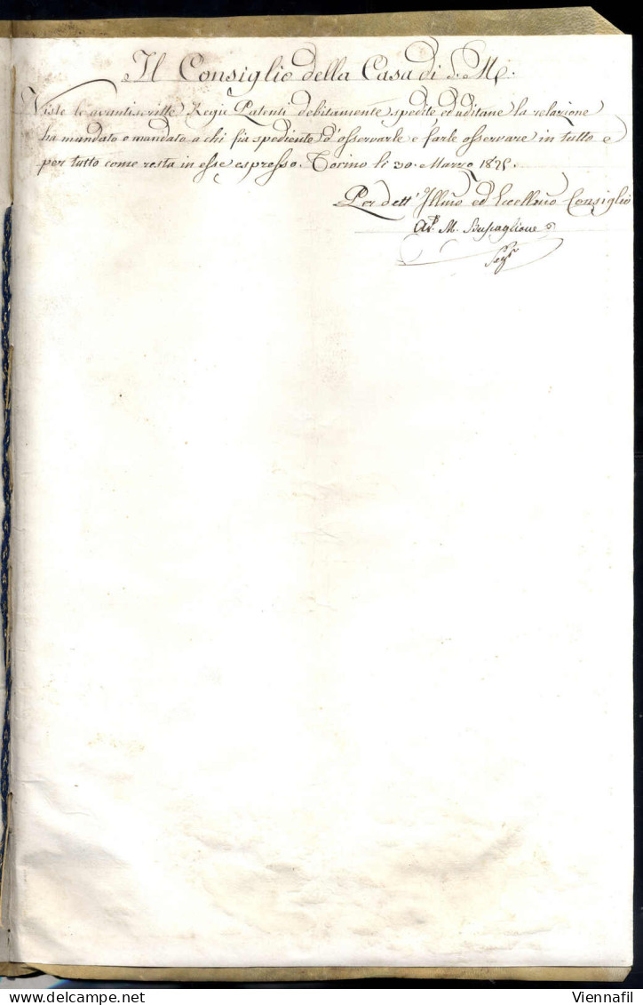 Cover 1825, Carlo Felice, Patente In Pergamena Autografa Di "Carlo Felice", Conferimento Del Grado Di "Grande Della Sua  - Sardaigne