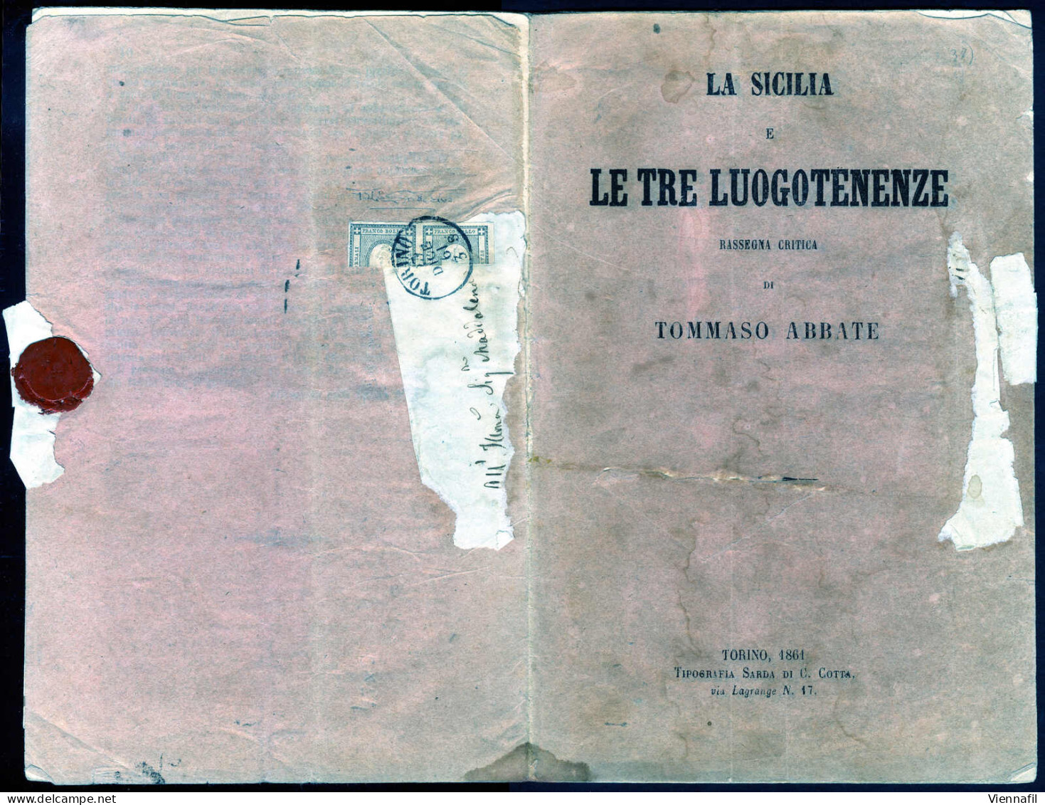 Cover 1861, Opuscolo Periodico "La Sicilia E Le Tre Luogotenenze" Spedita Da Torino Il 23.12 Per Città Affrancata Con Un - Sardaigne