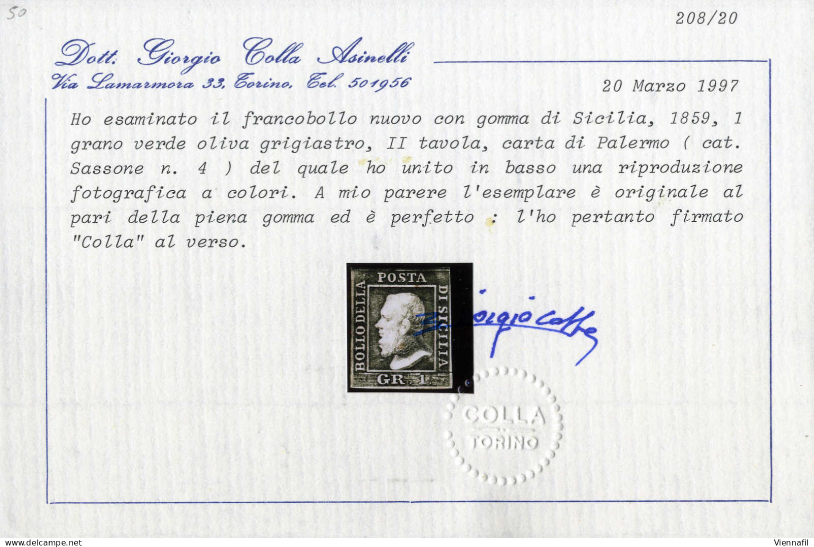 * 1859, Ferdinando II, Splendida Serie Di 13 Valori Nuovi, Tutti Con Piena Gomma Originale, Nove Certificati, Sass. 1,2, - Sicilia