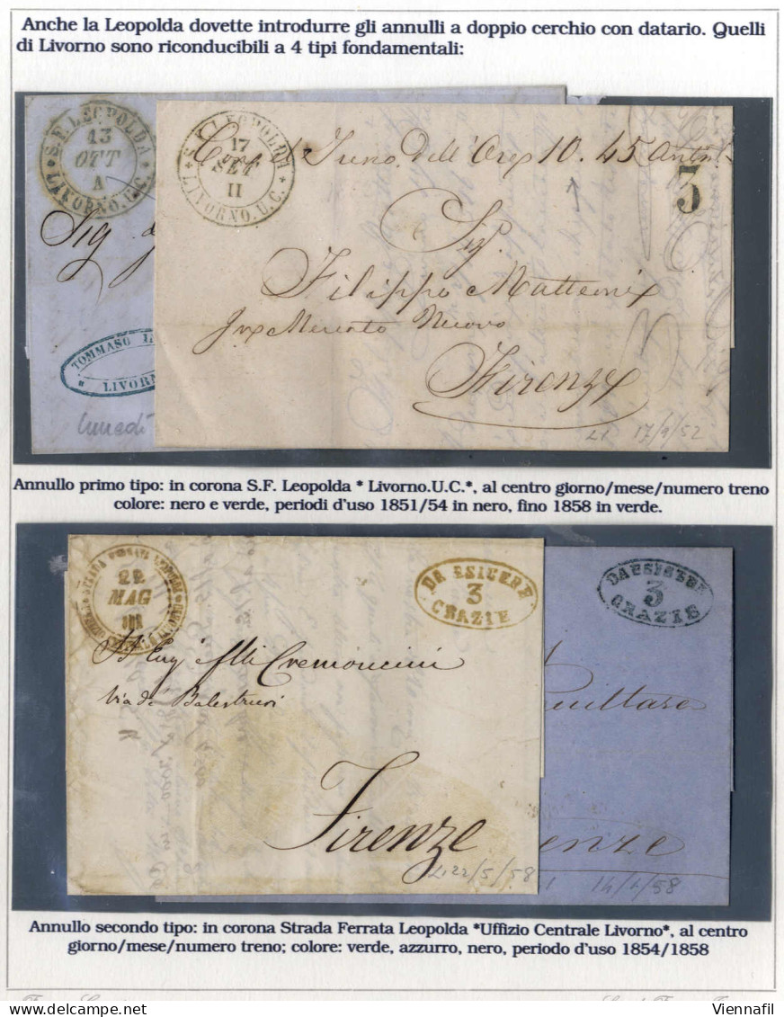 Cover 1851, LEOPOLDA, UFFICIO DI LIVORNO: Quattro Lettere, Due Del 13.10.1851 E 17.9.1852 Con Annulli Del Primo Tipo "S. - Tuscany