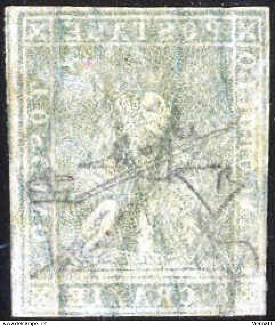 * 1857, 4 Cr. Verde, Nuovo Con Gomma Originale, Filigrana 2, Cert. Enzo Diena E Bolaffi (40 %), Sass. 14 / 20000,- Mi. 1 - Toscana