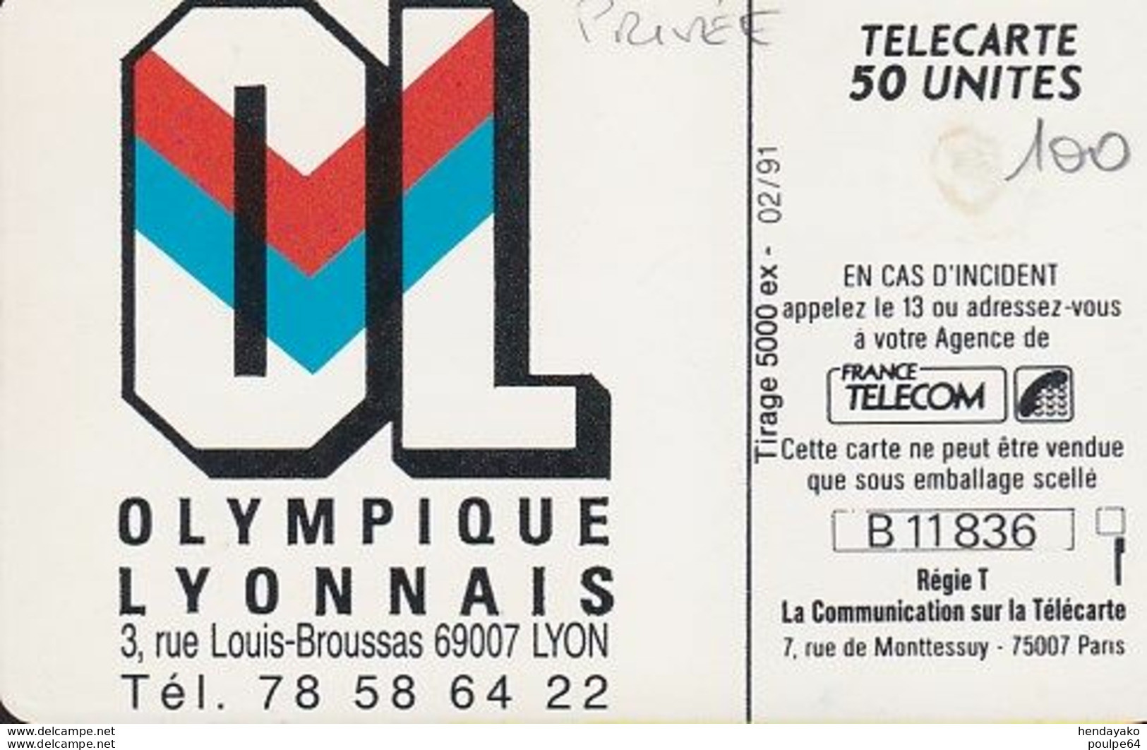 N° 590 - Olympique Lyonnais - 50 Unités - GEM - Ad Uso Privato