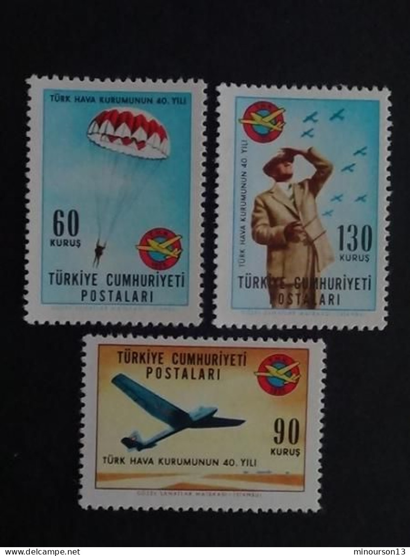 1965 TURQUIE Y&T N° 1718 à 1720 ** - 40e ANNIV. DE L' ASSOCIATION NATIONAL D'AVIATION - Unused Stamps