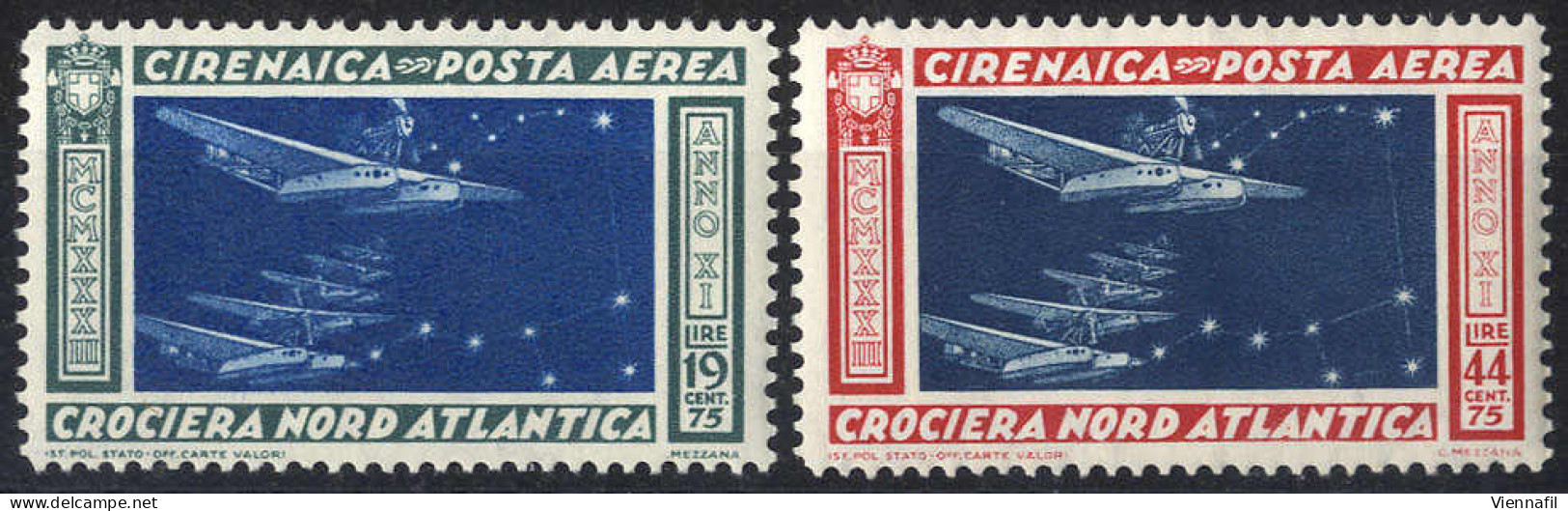 ** 1933, Crociera Balbo, 27 Serie Complete Di Due Valori, Gomma Integra (Sass. A18-19 / 4050,-) - Cirenaica
