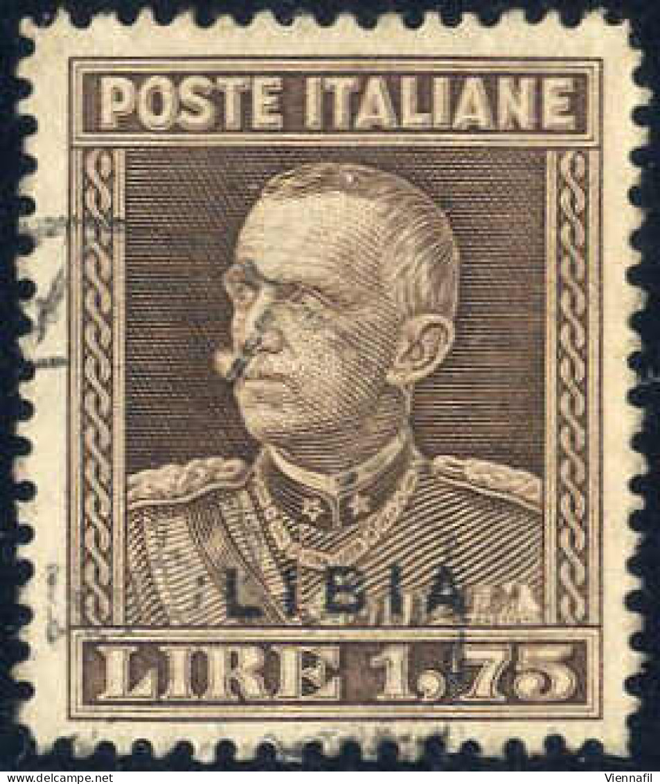 O 1930, VE II (tipo "Parmeggiani") 1,75 L. Bruno Con La Rarissima Dentellatura 13 ¾ Con La Soprastampa "LIBIA", Usato, I - Libië