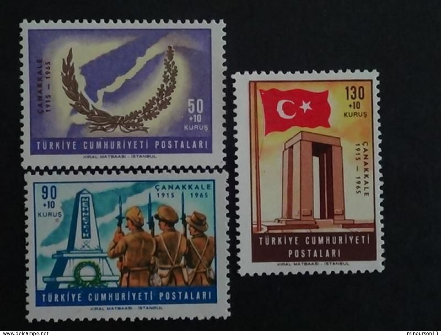1965 TURQUIE Y&T N° 1724 à 1726 ** - 50e ANNIV. DE LA VICTOIRE DE CANAKKALE - Unused Stamps