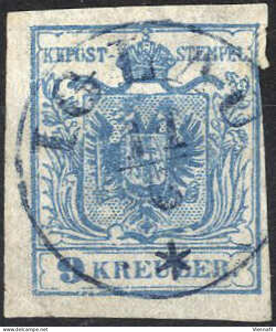 O 1850, 9 Kreuzer Type I Pseudomännchen, Bogenstellung 17 Der 3. Zusammenstellung, Gestempelt Mit Zartem Blauen Einkreis - Other & Unclassified