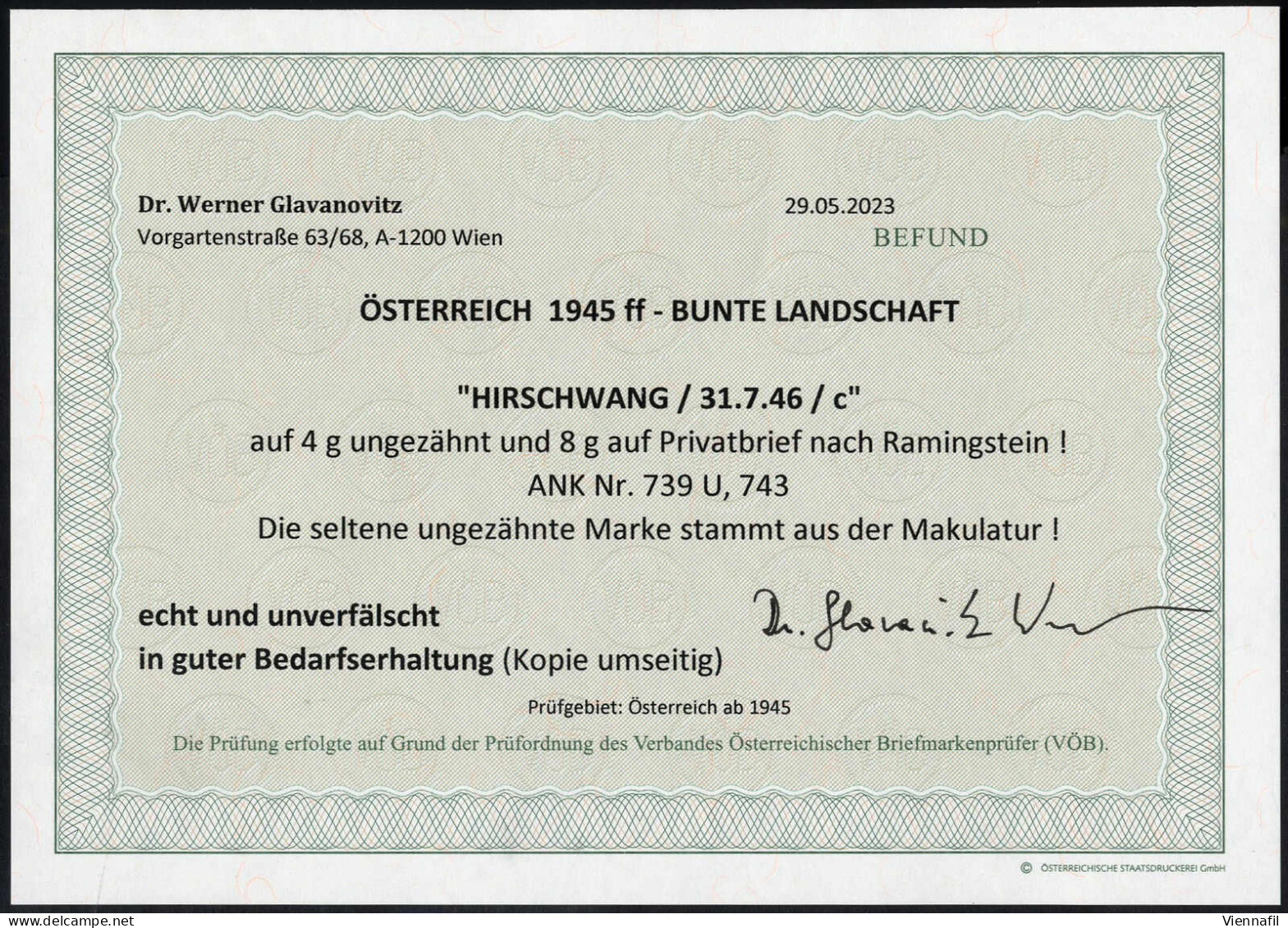 Cover 1945, Bunte Landschaft, Bedarfsbrief Frankiert Mit Der Seltenen Ungezähnten 4 Gr. Marke Von Hirschwang 31.7.46 Nac - Other & Unclassified