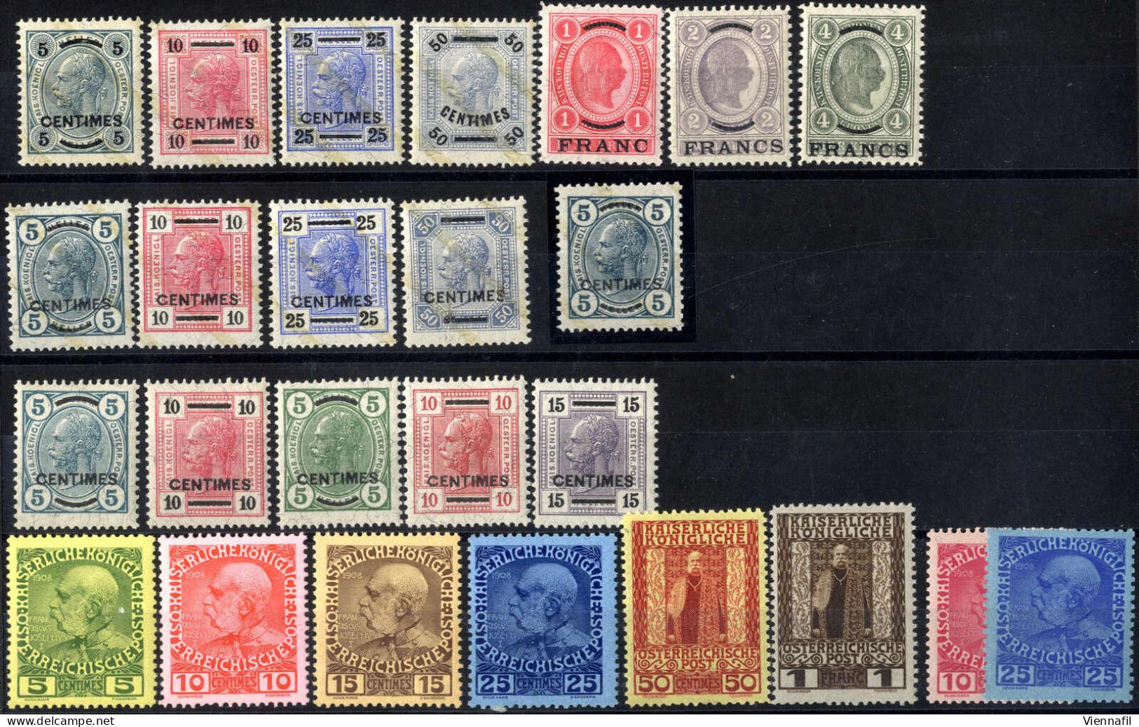 ** 1903/14, Die Kompletten Ausgaben 24 Werte Postfrisch, Dazu 5 C. Auf 5 H Gez. 13:12½ Mit Befund Goller, ANK 1-24 - Otros & Sin Clasificación