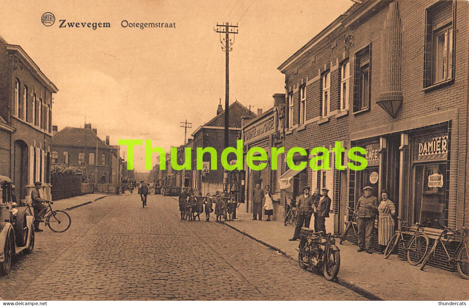 CPA SWEVEGHEM  ZWEVEGEM OOTEGEMSTRAAT CAFE DAMIER MOTO ESSO GARAGE DE LA GARE  - Zwevegem