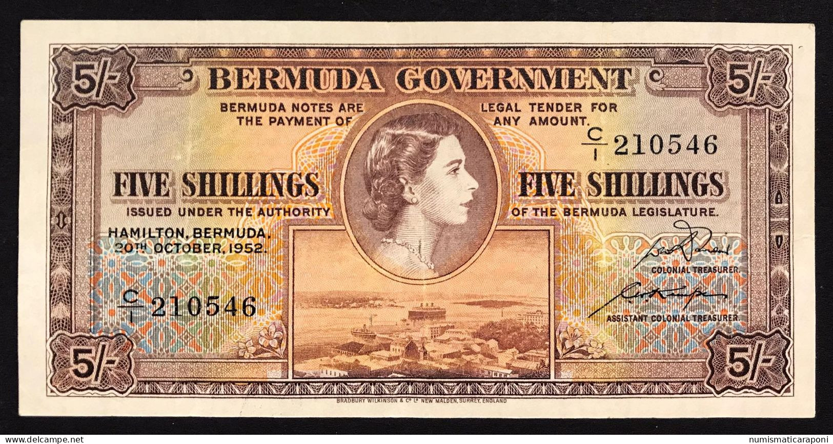 Bermuda 1952 5 Cinque SCELLINI ELISABETTA IIà Pick#18a  Vf LOTTO 3142 - Bermudes