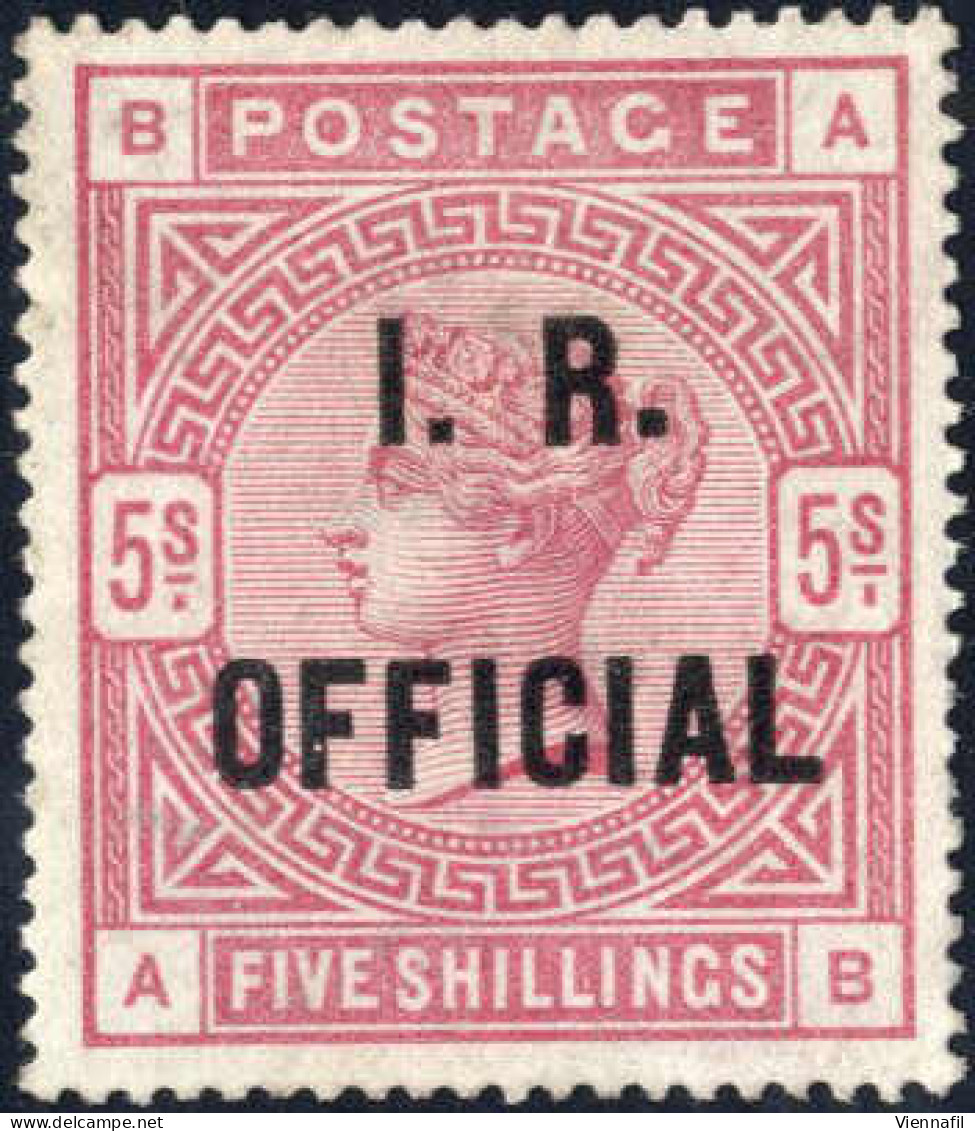 **/* 1845, 5 S. Rose On Blued Paper Lettered AB, Wmk. Anchor, With Overpint "I. R. OFFICIAL", Raised Stop After "R", Ful - Sonstige & Ohne Zuordnung