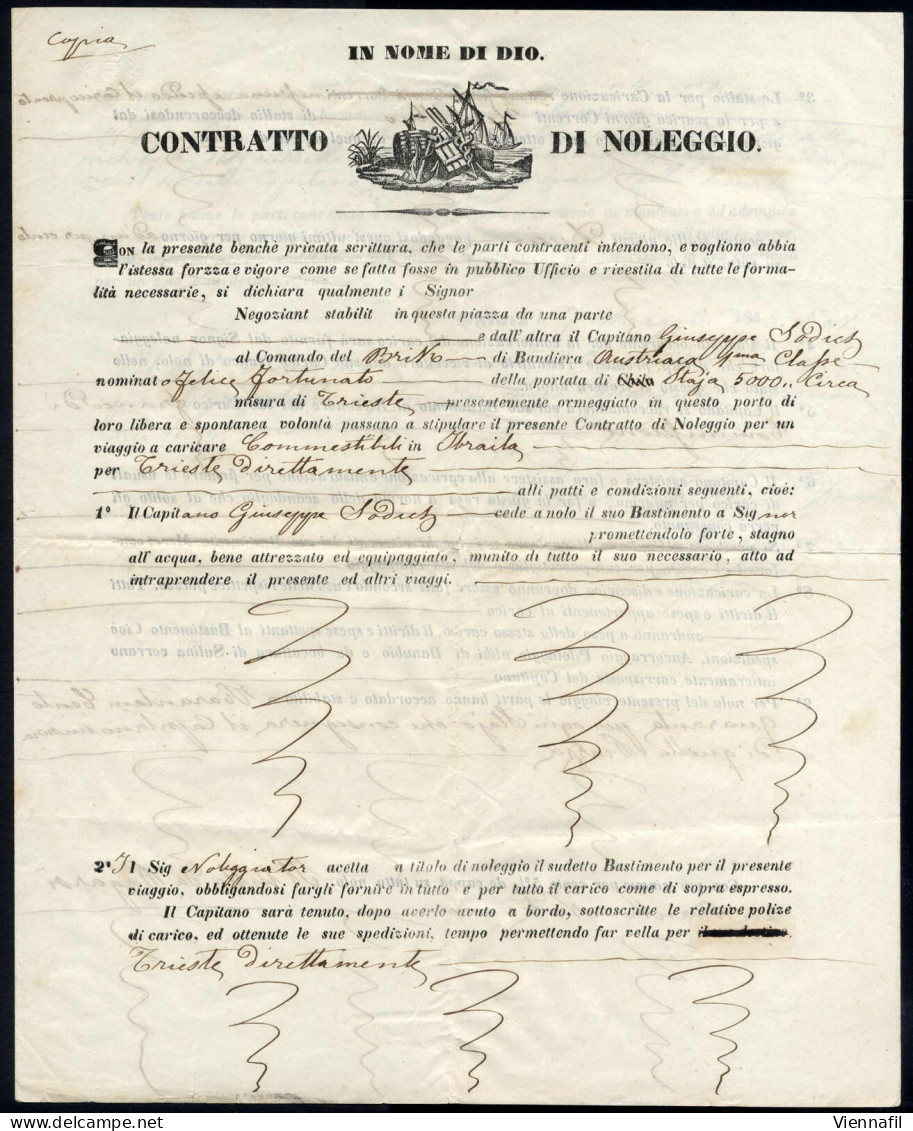 Cover 1855, Mietvertrag Verfasst In Galata Am 7.5. Für Einen Transport Von Ibraila Nach Triest - Other & Unclassified