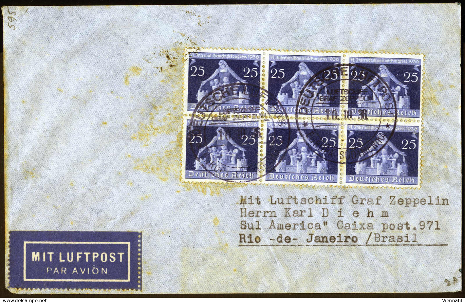 cover 1936, LZ. 127, 8 Briefe und eine Karte der 3., 4., 6., 8., 13., 14., 15. und 17. Südamerikafahrt je mit deutscher 