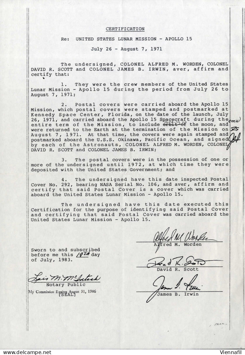 Cover 1971, Apollo 15 Mondbrief Vom 26.7. Bis 7.8.71, Der Mondbrief Ist Mit Dem Zusammendruck Der Beiden 8 Cent. Marken  - Sonstige & Ohne Zuordnung