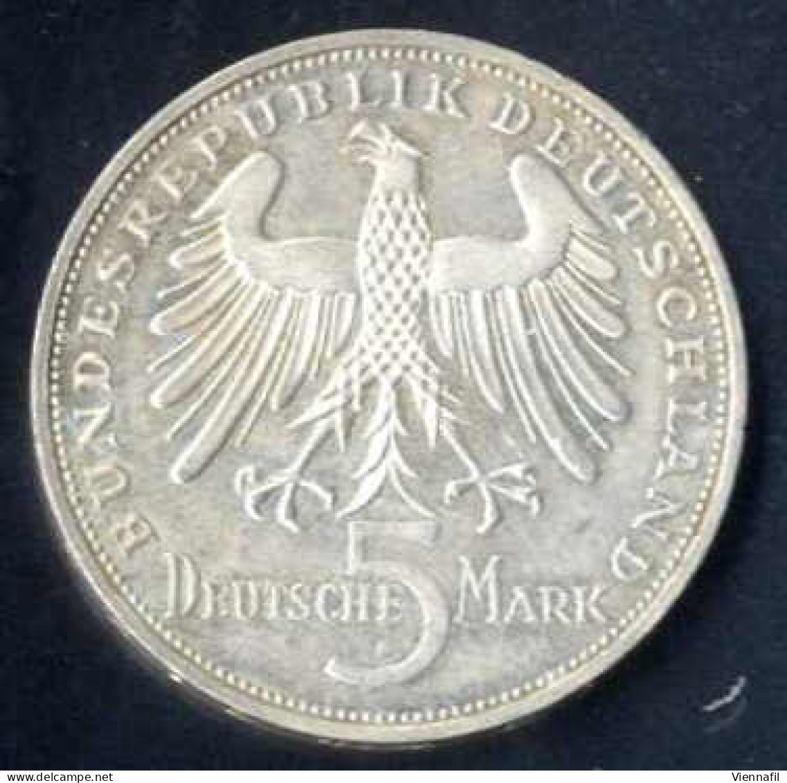 5 DM 1955, Friedrich Schiller, Silbergedenkmünze, Vz, J.389 - Sonstige & Ohne Zuordnung