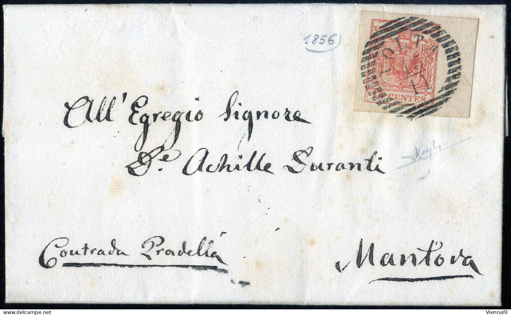 Cover Volta, (LO Punti 6) Lettera Del 15.11.1856 Per Mantova Affrancata Con 15 Cent. Rosa Carta A Macchina, Bordo Di Fog - Lombardo-Venetien