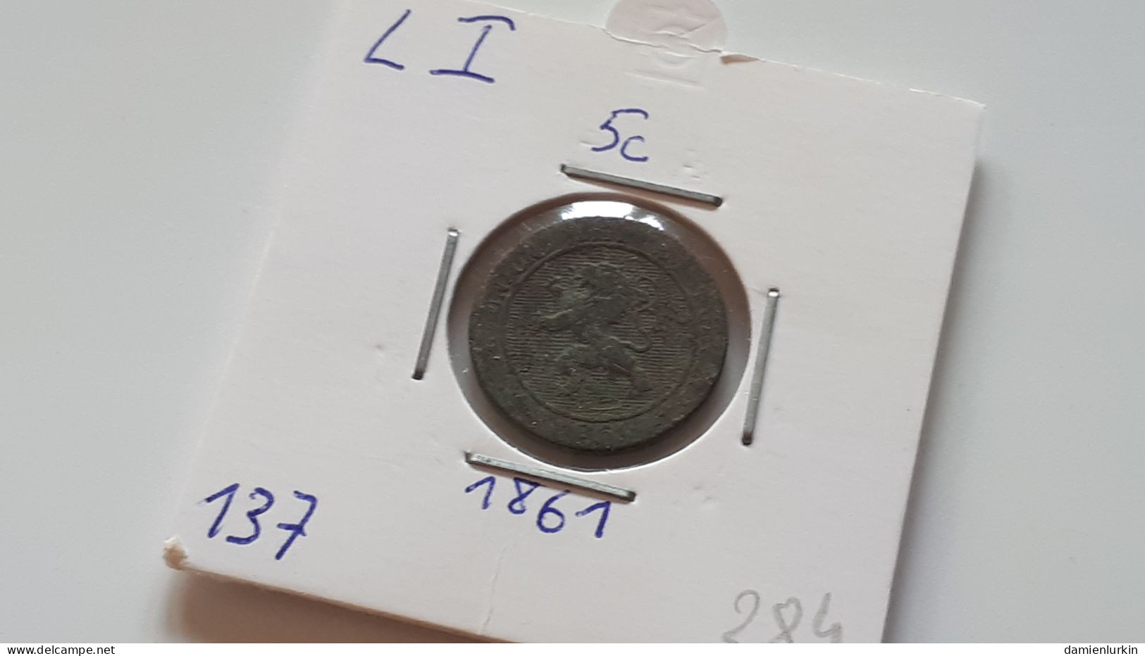 BELGIQUE LEOPOLD PREMIER 5 CENTIMES 1861 5 SOUS LE E TRES USEE COTES : 2€-5€-15€-40€ - 5 Cents