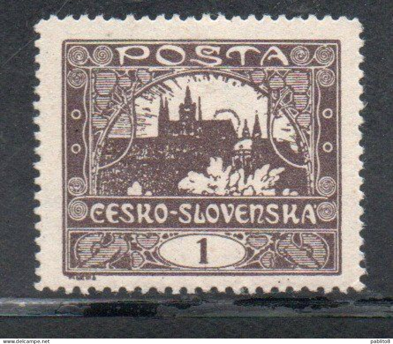 CZECH REPUBLIC REPUBBLICA CECA CZECHOSLOVAKIA CESKA CECOSLOVACCHIA 1919 1920 HRADCANY AT PRAGUE 1h MH - Unused Stamps