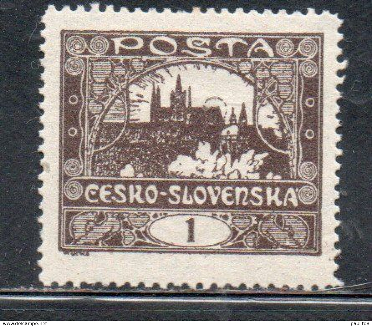 CZECH REPUBLIC REPUBBLICA CECA CZECHOSLOVAKIA CESKA CECOSLOVACCHIA 1919 1920 HRADCANY AT PRAGUE 1h MH - Ongebruikt