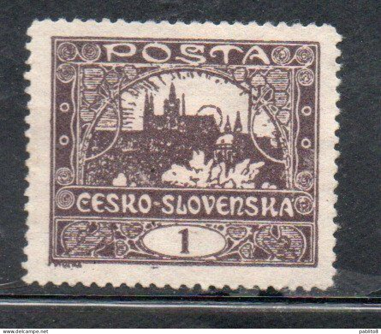 CZECH REPUBLIC REPUBBLICA CECA CZECHOSLOVAKIA CESKA CECOSLOVACCHIA 1919 1920 HRADCANY AT PRAGUE 1h MH - Unused Stamps