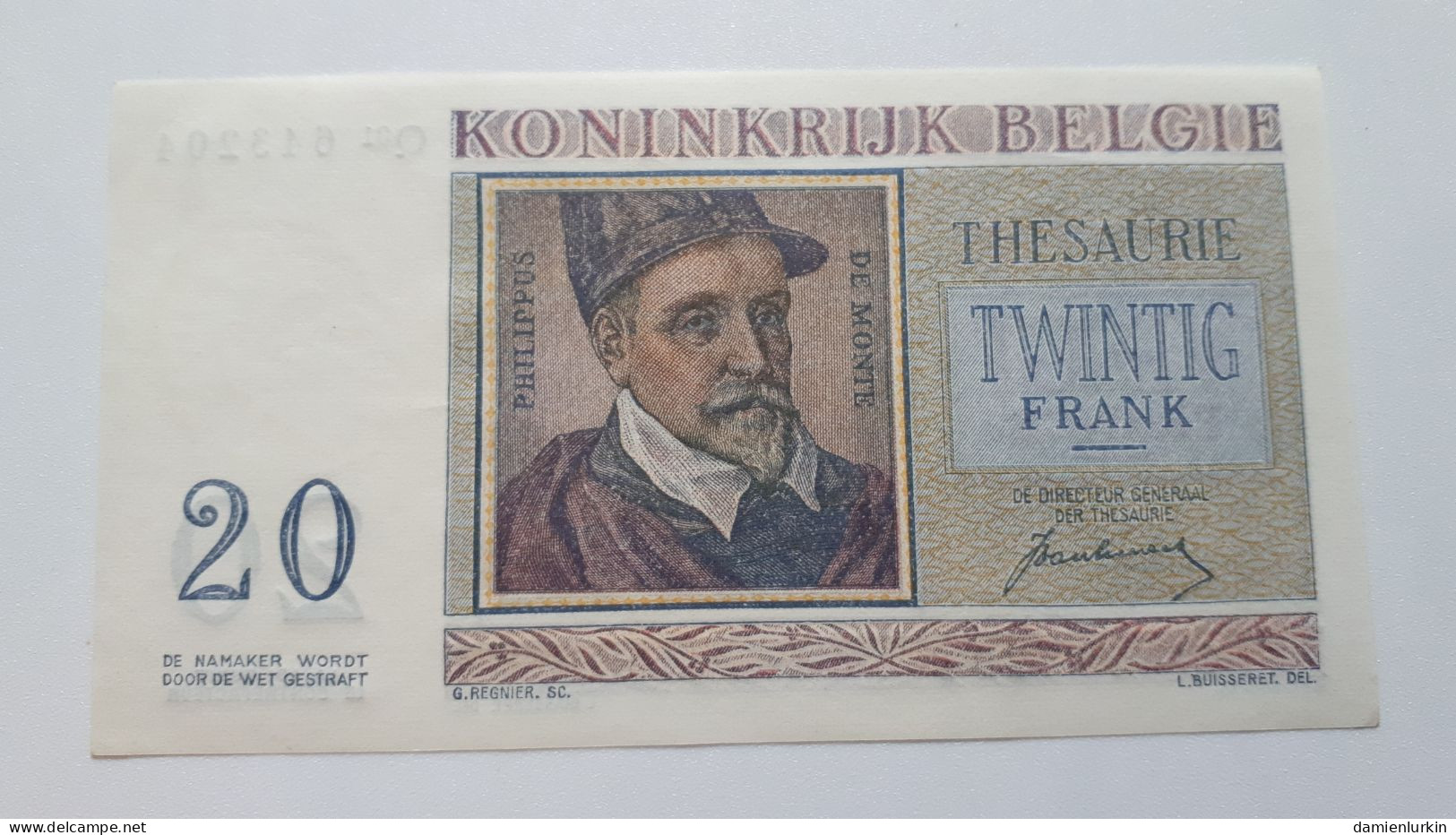 BELGIQUE/BELGIE/BELGIEN UNC ! 20 FRANCS 01-07-50 VAN HEURK UNC ! SERIE Q01 P-132a UNC ! - 20 Francos